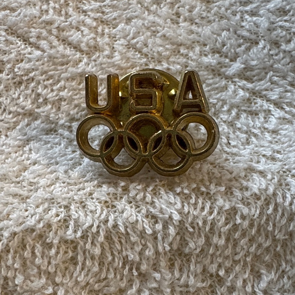 USA Olympic Rings Gold-Tone Brooch Pin